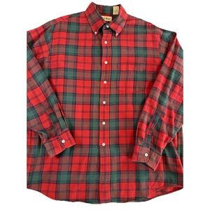 Vintage 90s LL Bean Mens L Faded Flannel‎ Collared Button Down Shirt Plaid